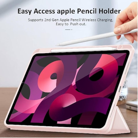 TRON Case For iPad Air 4th Generation Case 10.9 Inch 2020, Slim Stand Case for iPad Air 5th Generation 2022 Cover with Pencil Holder [Auto Sleep/Wake] - Pink