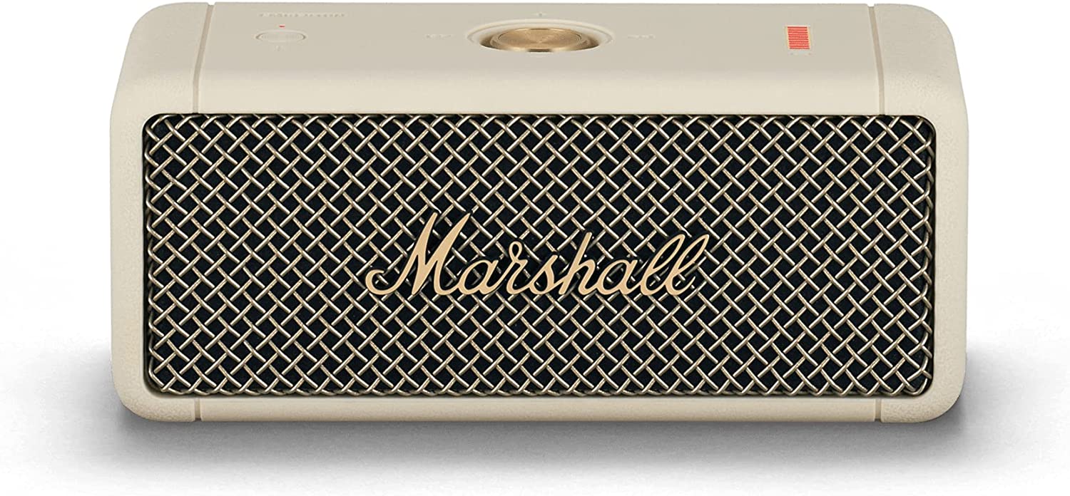 Marshall Emberton Portable Bluetooth Speakers, Water Resistant Wireless Speakers Portable Speaker 20 Hour Of Playtime, Cream