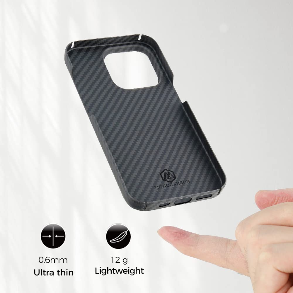 Monocarbon Real Aramid Fiber [Ultra Slim] For iPhone 14 Pro Max Case Cover [Magsafe Compatible] Lightweight Anti-Scratch - Matte Black