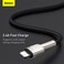 Baseus USB-A to Lightning-Fast Charging Data Transfer Cable Cafule Series Braided Nylon 2.4A for iPhone 13 Pro/13 Pro Max/13/13 mini, iPad 9, 12 mini/12/12 Pro and More (25cm) Black/Silver