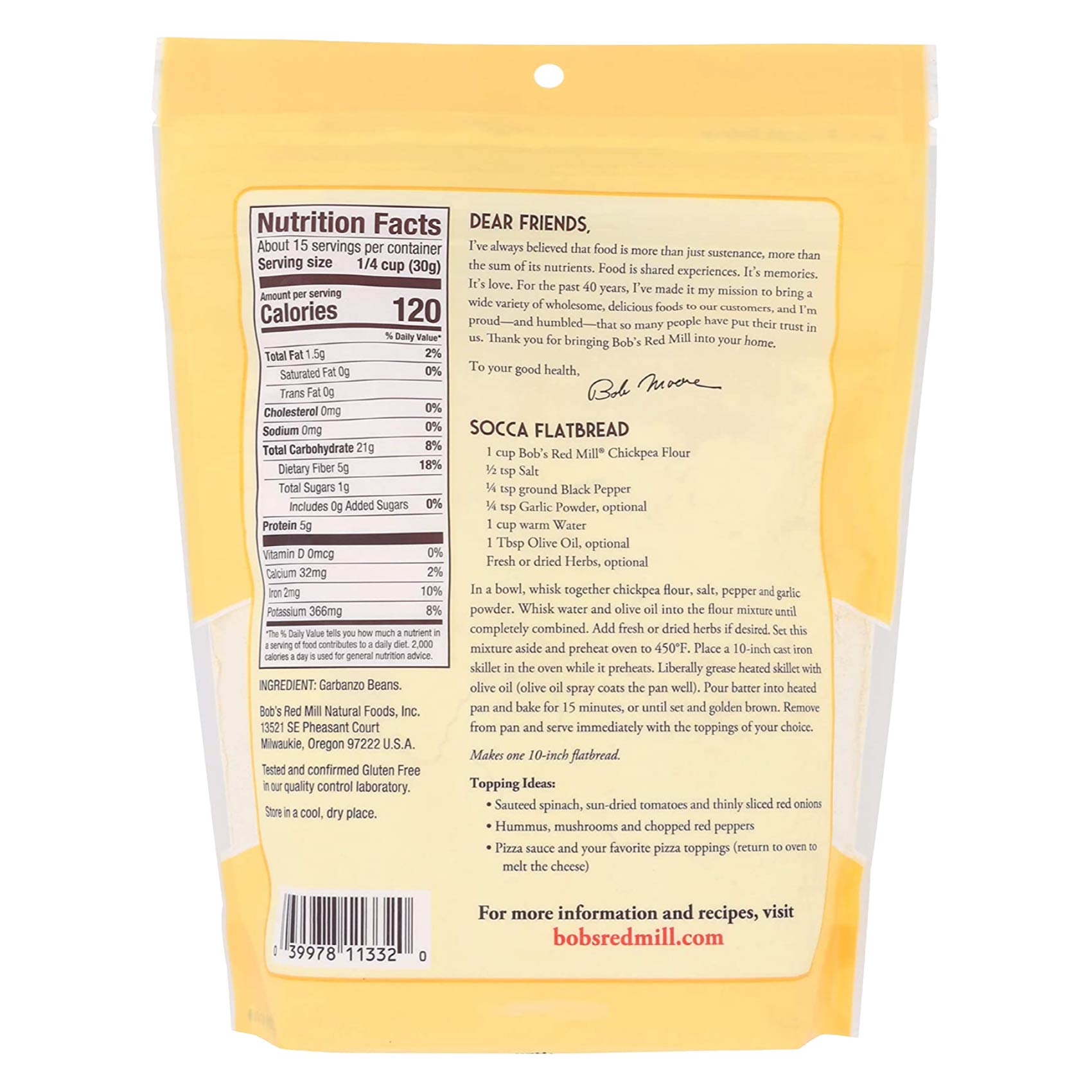 Bob's Red Mill Chickpea Flour 454 Gram product thumbnail 2