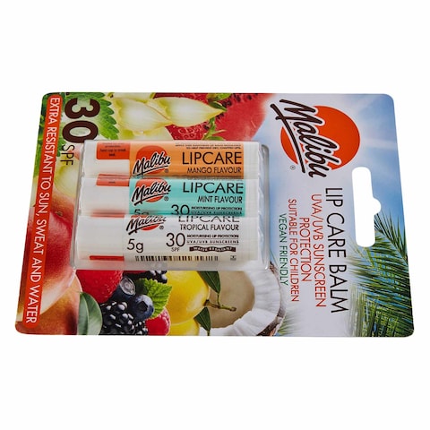 Malibu SPF 30 Mango Mint Tropical Lip Care Balm 3 Pieces