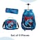 Eazy Kids - 18" Set of 3 Trolley School Bag Lunch Bag &amp; Pencil Case T - Rex Dinosaur - Blue