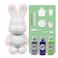 BUNNY MONEY SAVER FIGURINE (9 inch - 23 cm) ACRYLIC DRIP POURING PAINT DIY SET Colors: Silver, Dark-Purple, Mint-Green.
