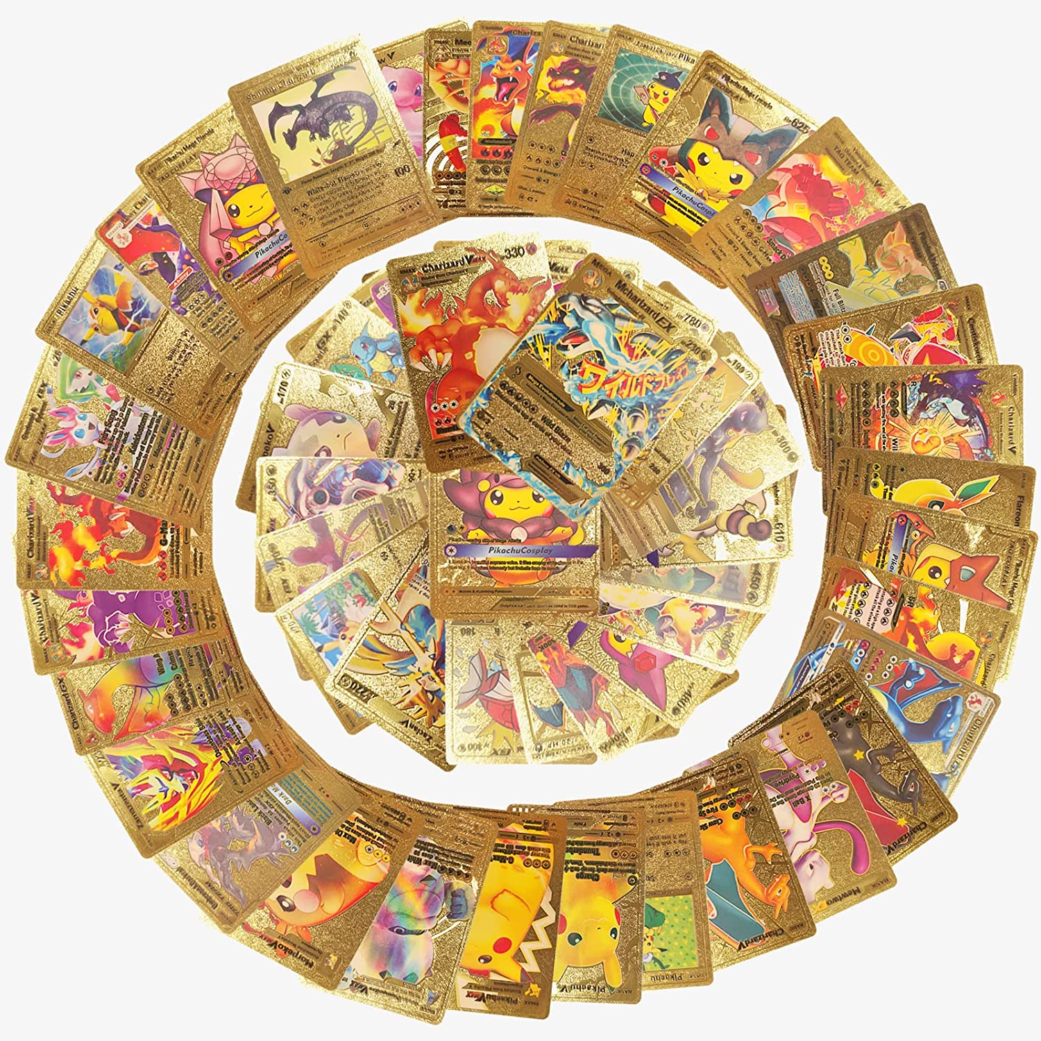 Buy Golden Pokemon Trading Cards Gold Foil Set (55 Pcs) Including Vmax ...