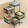 Storage Rack Rotating Trolleys Multi-Layer Storage Rack for Kitchen, Restaurant, Bathroom, 4 Tier Storage Cart Multi-Layer Storage Rack (Black)