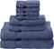 Comfy 8 Piece Highly Absorbent Combed Cotton 550 GSM Hotel Quality Towel Set - Dark Blue