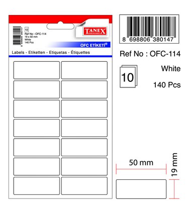 Buy Tanex Labels White 19x50mm 140 PCS Online | Carrefour UAE