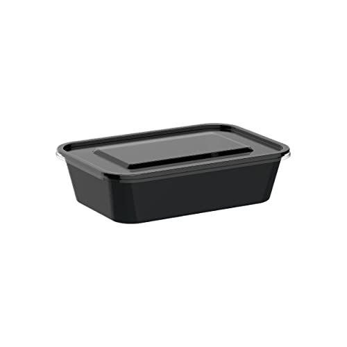 Cosmoplast 500 ml Pack Of 10 Black Microwave Containers With Clear Lids