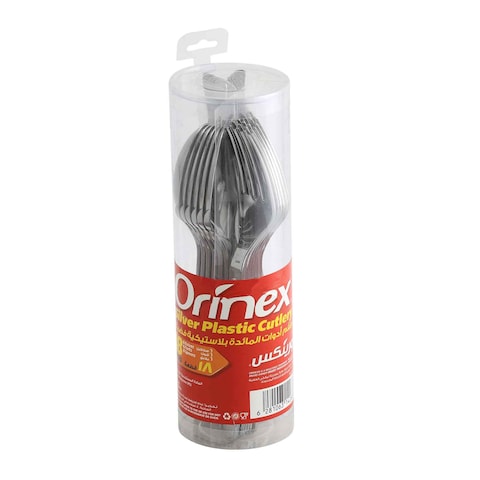 Orinex silver plastic cutlery 6 knives 6 forks 6 spoons