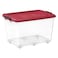 Cosmoplast Plastic Storage Box With Wheels And Lockable Lid 55L Clear