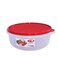 Gab Plastic Round Food Containers Microwave Safe, Red, 3.2 Liters