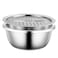 Generic-Multifunctional Thicken Stainless Steel Basin 2 in 1 Stainless Steel Grater Solid Basin Drain Basket Washing Bowl Set