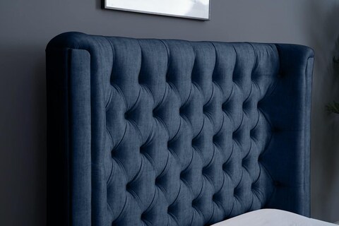 PAN Home Home Furnishings Neptune Headboard Chanel Navy Blue L-120: H-125cm 120x125 Navy Blue