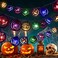 Uaejj Halloween Decorations, Outdoor Halloween String Lights, Hanging Lighted Glowing Wooden Atmosphere Halloween Decorations Lights Battery Operated, (Wooden)