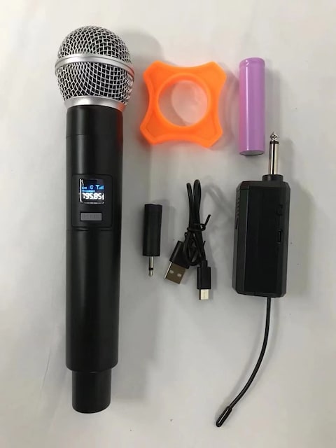 Mike Music Wireless Microphone, Mic with Rechargeable Receiver (Work 3-6hs), 160ft Range, for Karaoke Machine, Amplifier Speaker, Mixer, Speech, Church, Interview(wireless microphone 1 drag 1, Black)