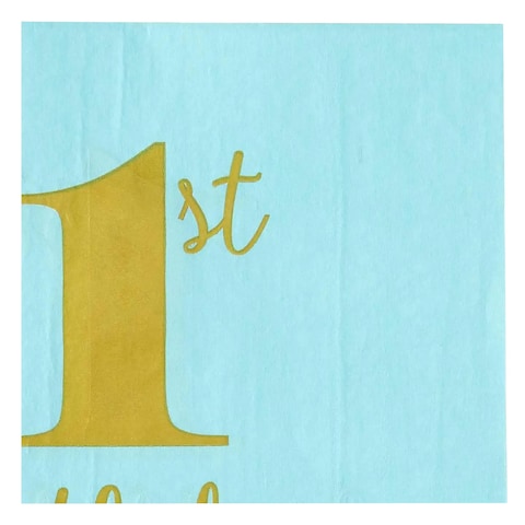 Amscan First Birthday Boy Beverage Napkin Blue And Gold 16 Pieces