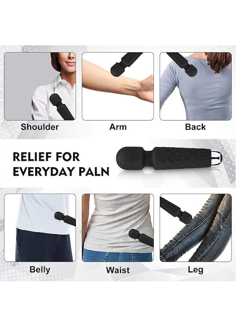 Generic Portable Waterproof Handheld Cordless Vibration Massager For Back Neck Shoulder Sports Recovery Muscle Aches, Black