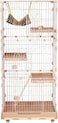 Cat cage extra large with slide-out drawer tray, Strong quality cage, Base widening buckle and door with a push-pull switch, Durable wheels with steel frame, Suitable for multiple cats. (Pink)