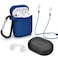Ozone - 6 in 1 Airpods Travel Kit Waterproof Silicone Case with Keychain/Strap/Earhooks/Storage Box for Apple Airpod 2/1- Dark Blue