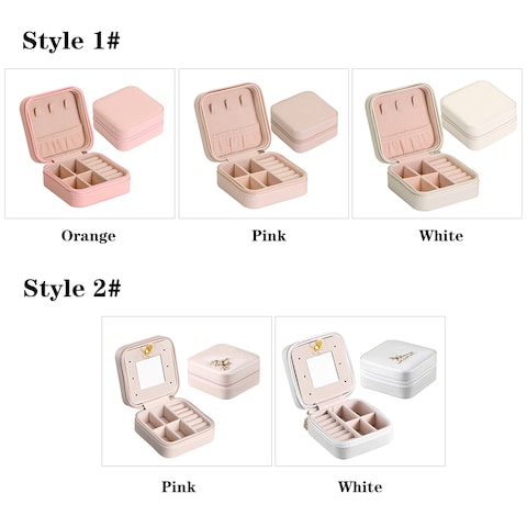 Anself-Small Portable Travel Jewelry Box Organizer Storage Case for Rings Earrings Necklaces