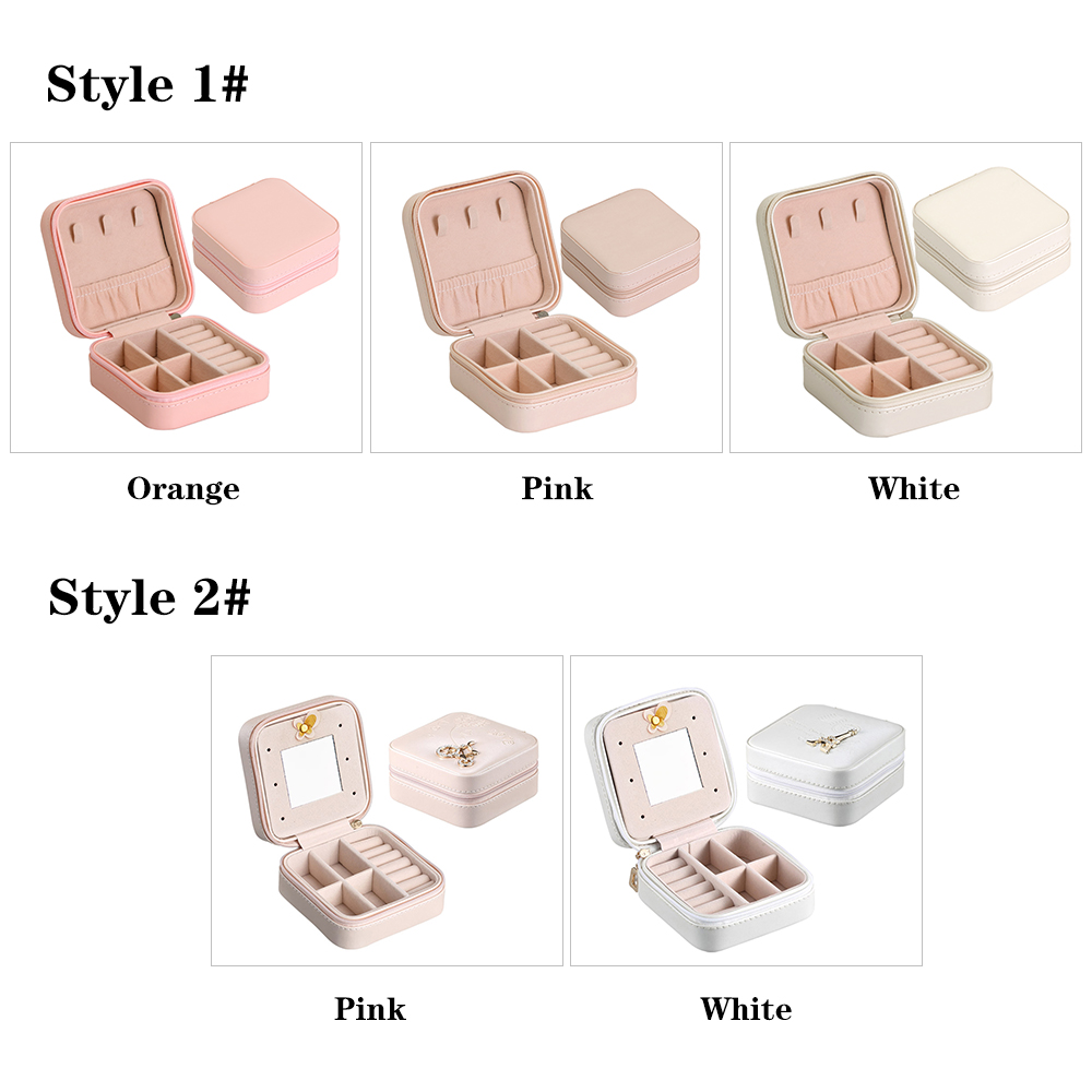 Anself-Small Portable Travel Jewelry Box Organizer Storage Case for Rings Earrings Necklaces