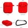 Airpods 1&amp;2 Protective Silicone Case Cover With Anti Lost Straps (Red)
