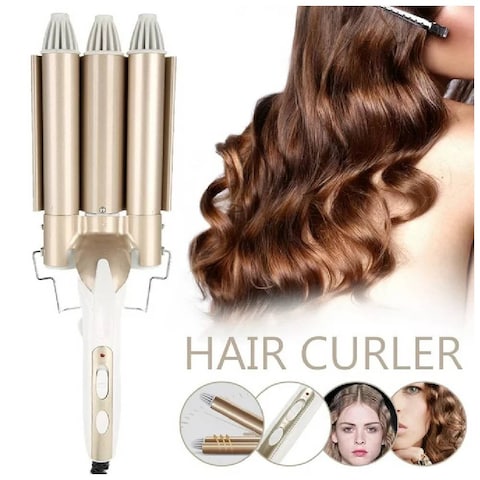 HYX 3 Barrel Hair Curling Iron Wand Hair Curler Upgrade Ceramic Hair Waver Hair Styling Tools Curling Iron Quick Heating Temperature Adjustable for Long or Short Hair