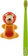 Flipper Hygienic Kids Toothbrush Holder With Suction Cups, One Touch Open &amp; Close, includes Soft Bristle Toothbrush, Made In Malaysia, Fun Animal Lion, 3Y+