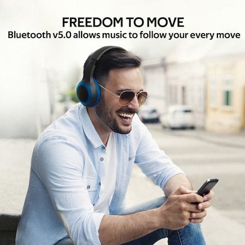 Promate Bluetooth Headphone, Over-Ear Deep Bass Wired/Wireless Headphone with Long Paytime, Hi-Fi Sound, Built-In Mic, On-Ear Controls, Soft Earpads, MicroSD Card Slot and AUX Port, LaBoca Blue