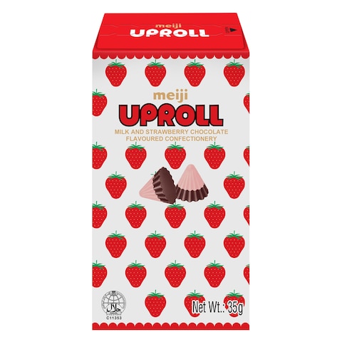 Meiji Uproll Milk And Strawberry Chocolate 35g