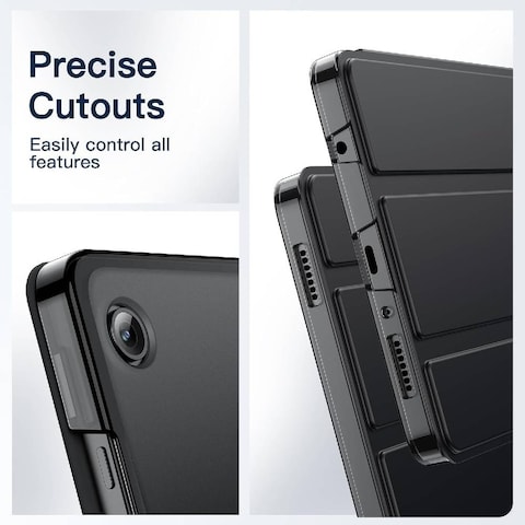 Case For Samsung Galaxy Tab A9 8.7 Inch, Slim Translucent Back Tri-Fold Stand Protective Tablet Cover, Support S Pen Charging, Auto Wake/Sleep (Black)