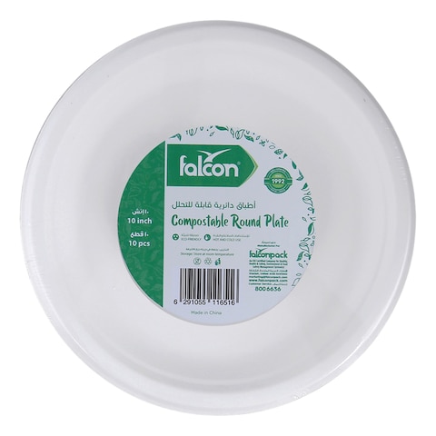 Falcon Bagasse Round Plate 10inch 10 PCS
