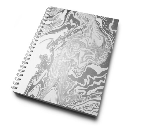 Loud Universe Hardcover Notebook Liquid Marble Liquid Black White Marble Spiral Notebook with Premium High Quality Paper A5 Size