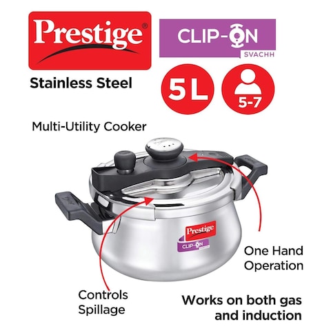 Prestige Svachh Clip-on Stainless Steel Pressure Handi 5L