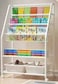 Kid Bookshelf Children's Book Rack Organizer Iron Children's Toy Storage Rack with 2 Storage Box for Playroom Bedroom Living Room