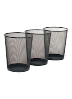 اشتري Generic 3-Piece Round Mash Waste Basket Trash Black في الامارات