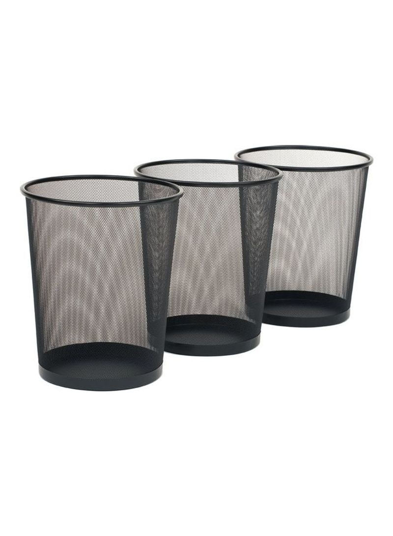 Generic 3-Piece Round Mash Waste Basket Trash Black