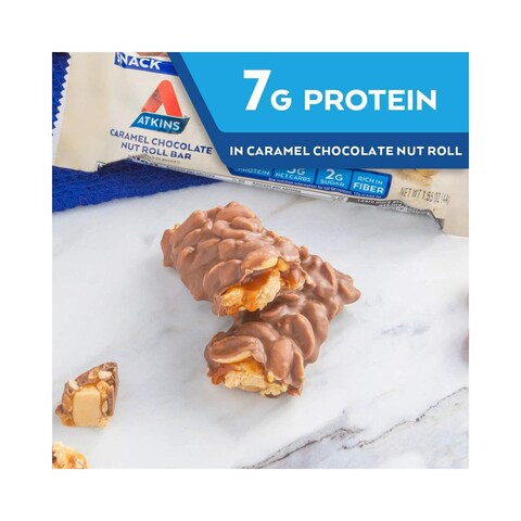 Atkins Snack Bar Caramel Chocolate Nut Roll Bar 44g