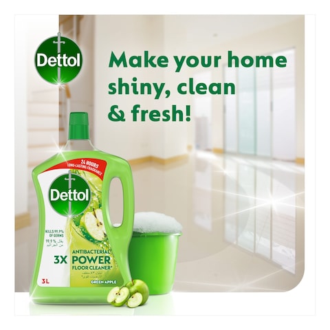 Dettol 3x Power Antibacterial Floor Cleaner Green Apple 3L