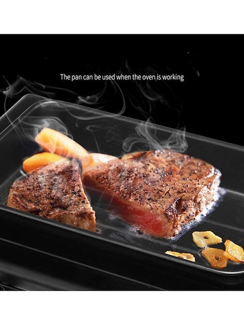 3 in 1 Electric Mini Oven Toaster Multi Function Breakfast Station Coffeemaker Non Stick Frying Pan Toaster Oven Black