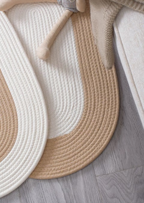 Hand Woven Jute Tassel Living Room Carpet With Anti Slip Bottom (Size 70×40CM)
