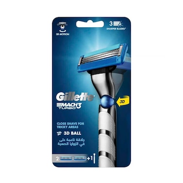 Gillette Mach3 Turbo 3D Razor 1 Handle + 2 Blades