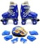 EASY FUTURE Roller Skates Adjustable Size Double Row 4 Wheel Skates for Children Skates for Boys And Girls Including Full Protective Gear Set Blue XS (27-30)