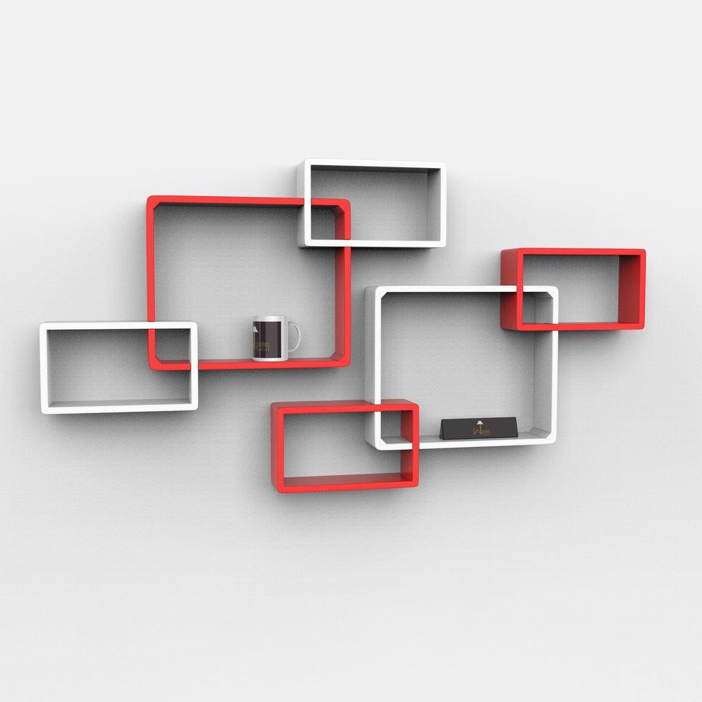 مجموعة أرفف حائط خشبية متقاطعة مكونة من 6 قطع