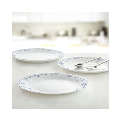Borosil Larah Fluted Flora Opal Dinner Plate 11FPFLFL White 27cm