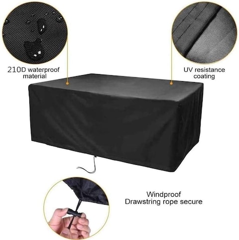 Waterproof Patio Furniture Cover Black,Oxford Garden Furniture Cover, Anti - UV, Windproof, Dustproof, Heat Resistance 270*180*89 cm