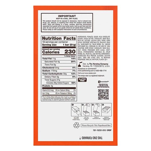 Hershey&#39;s Reese&#39;s Fast Break Peanut Butter Nougat And Milk Chocolate Bar 51g