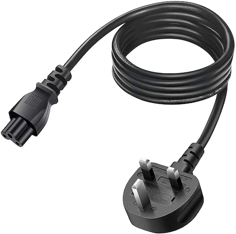 UK LAPTOP 3 PIN MAINS CLOVER LEAF POWER CORD C5 CABLE (3M)