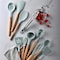 Decdeal - Kitchen Utensils Set 11Pcs Silicone Non-stick Barreled Cooking Utensils Set Silica Gel Utensil Wooden Handle Kitchenware Set